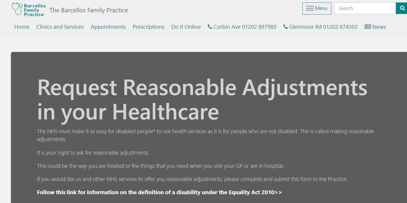 Reequest Reasonable Adjustments form